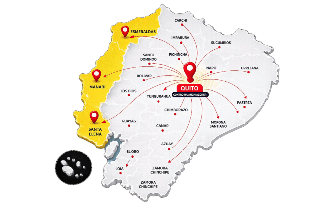 MAPA DEL ECUADOR CON COBERTURA DE MEGADISTRIBUCION & TRADE