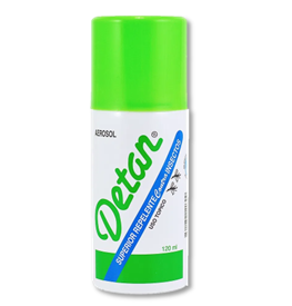 Spray repelente de insectos en aerosol Detan con tapa verde, para una protección contra mosquitos